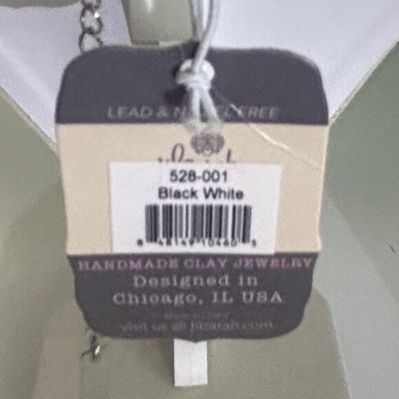 Jilzarah clay reversible patterned black/white necklace silver-tone NWT! - Picture 5 of 5